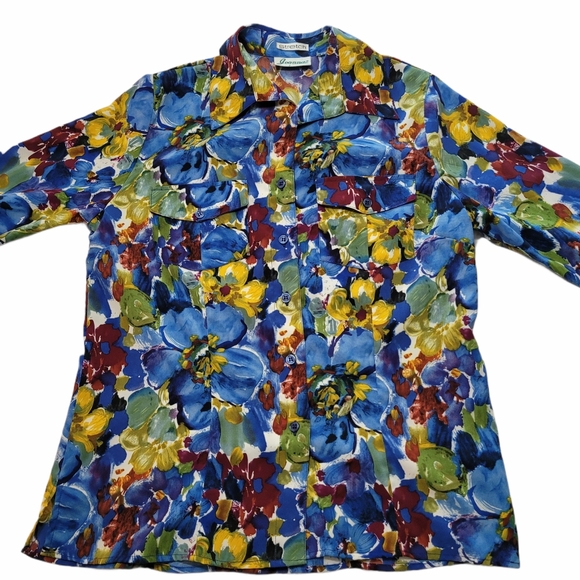 Vintage 80's/90's Joanna Floral Blouse Sz Small - Picture 1 of 7